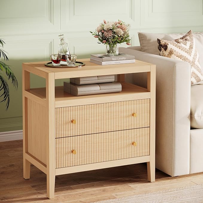 Tribesigns Modern Nightstand, 2-Drawer Nightstand - Image 4