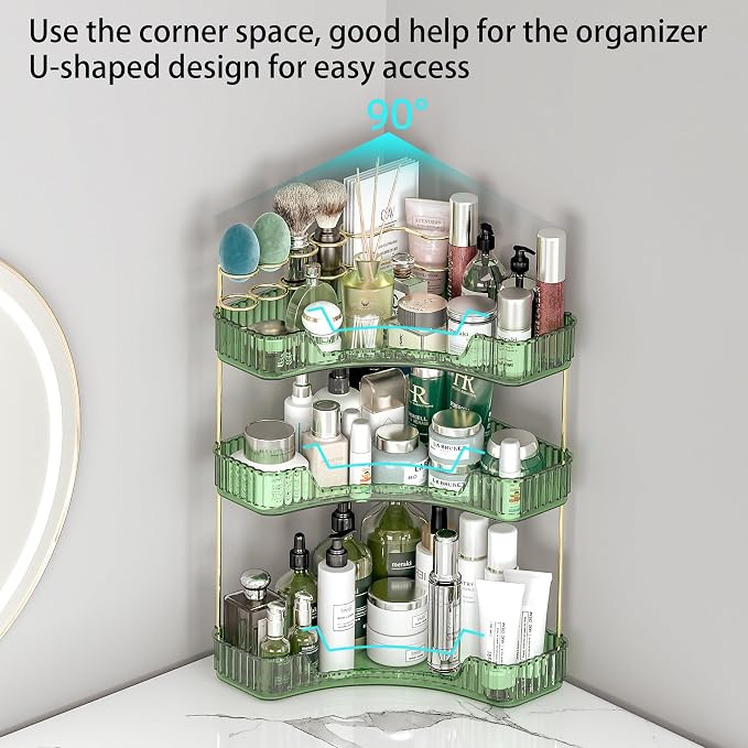 3 Tier Corner Bathroom Organizer Countertop, Vanity Makeup Organizer - Image 6