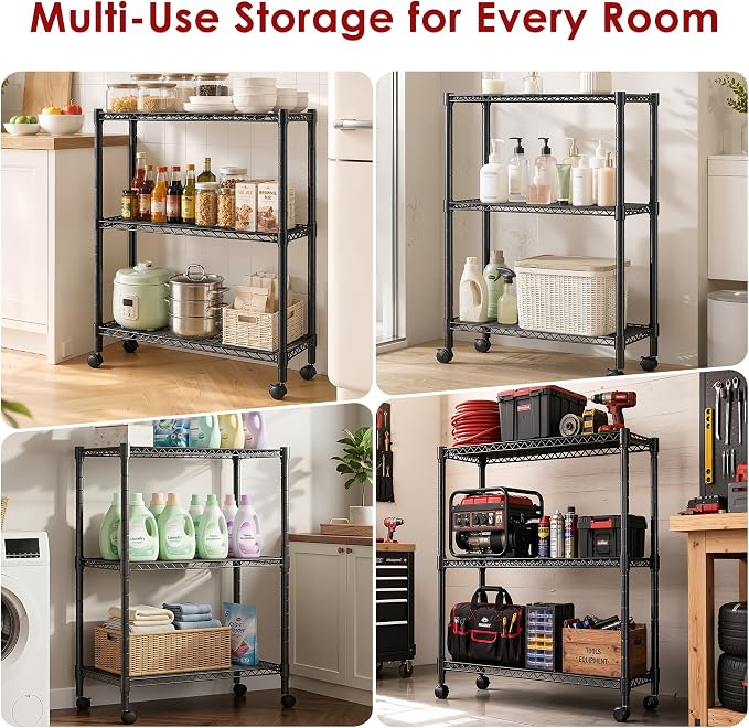 Simple Deluxe 3-Tier Heavy Duty Adjustable Storage Shelf - Image 6