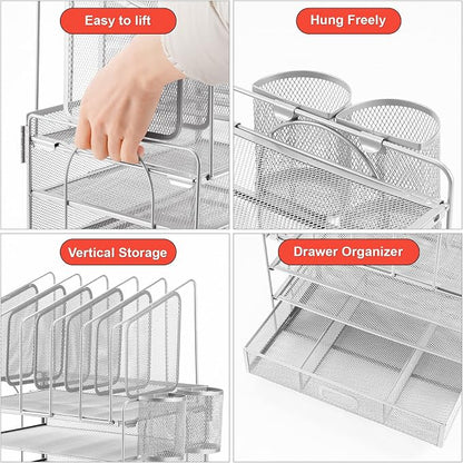 Marbrasse Desk Organizers, 4-Tier Mesh Desk File Organizer - Image 2