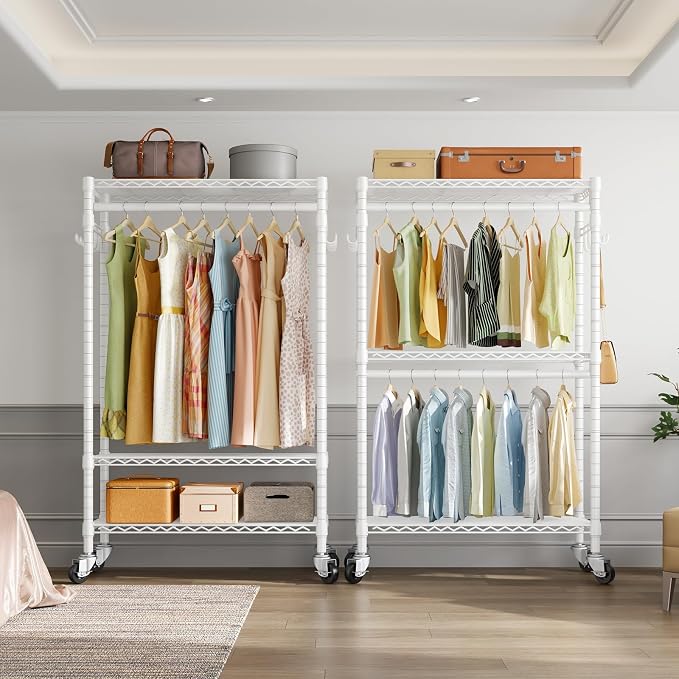 VIPEK R2 Heavy Duty Rolling Garment Rack 3 Tiers Adjustable Clothes Racks - Image 3