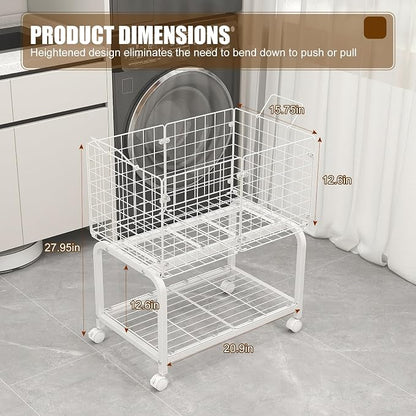 2-Tier Rolling Laundry Basket Cart - Image 3