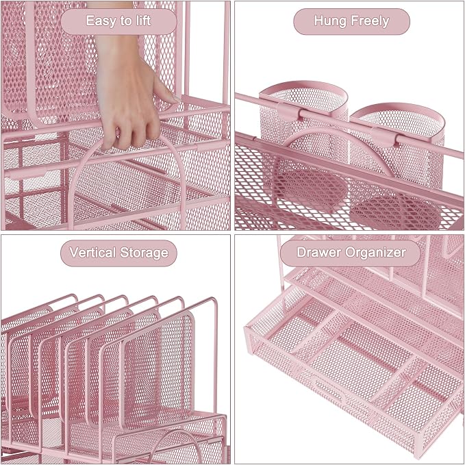 Marbrasse Desk Organizers, 4-Tier Mesh Desk File Organizer - Image 2