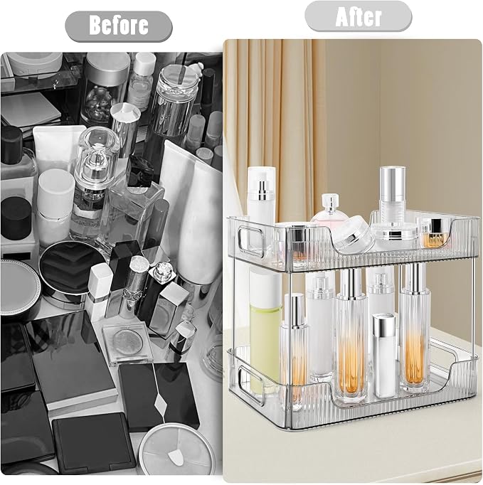 2-Tier Bathroom Counter Organizer Countertop Storage, Dresser Organizer Vanity - Image 3
