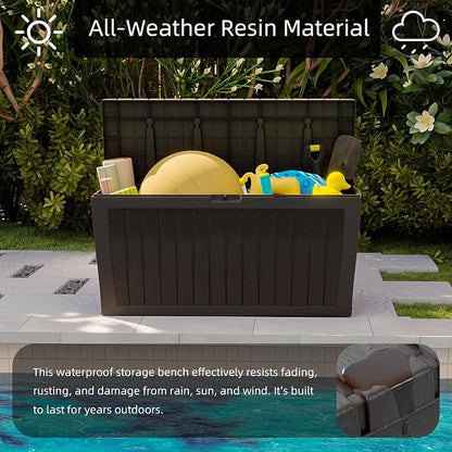 120 Gallon Resin Deck Box，Outdoor Storage Box, Waterproof Lockable Large - Image 5