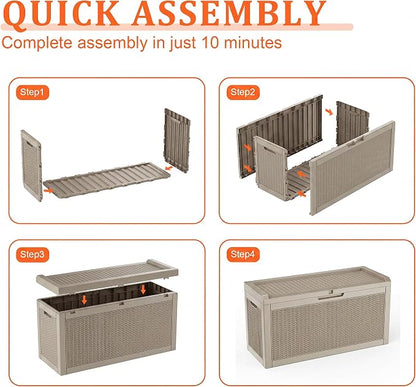 EasyUp 70 Gallon Deck Boxes Outdoor Waterproof, Resin Outside Storage Box - Image 4