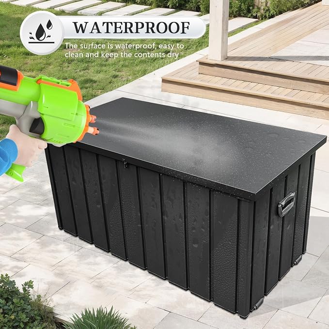 Domi 120 Gallon Deck Box, Metal Outdoor Storage Box - Image 4