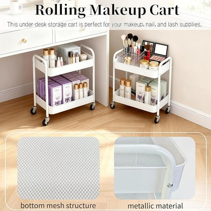 2 Tier Short Rolling Cart with Wheels - Image 4