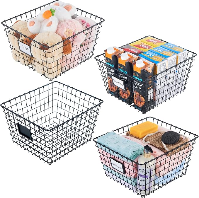 JUNCHU CHERRY 4 Pack【Extra Large】 Wire Handmade Storage Basket by JUNCHUCHERRY