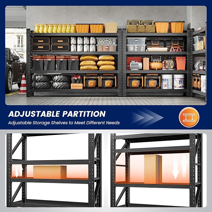 Yizosh 40" W Metal Garage Storage Shelves, Heavy Duty Adjustable Steel - Image 4