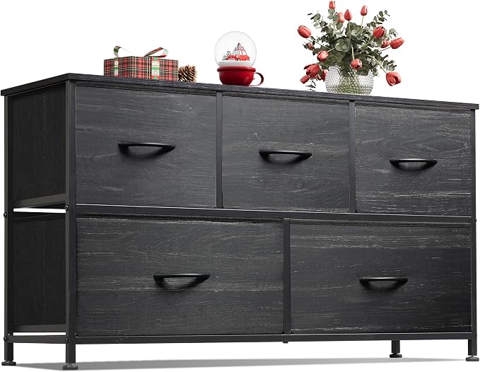 WLIVE Wide Dresser for Bedroom, 5 Drawer Chest of Drawers, Wide storage design by WLIVE