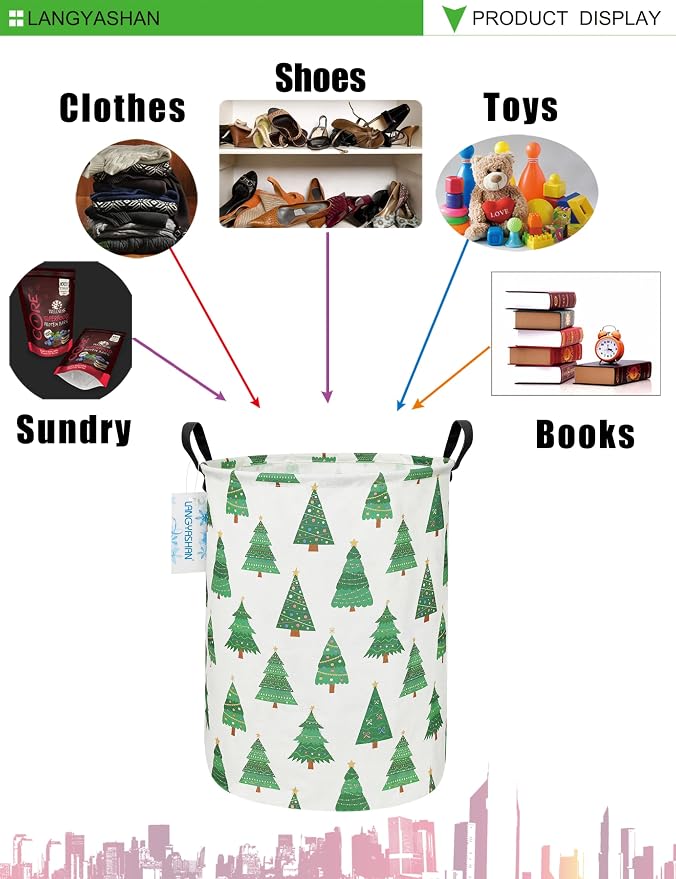 LANGYASHAN Laundry Basket Canvas Fabric Collapsible Organizer Basket - Image 6