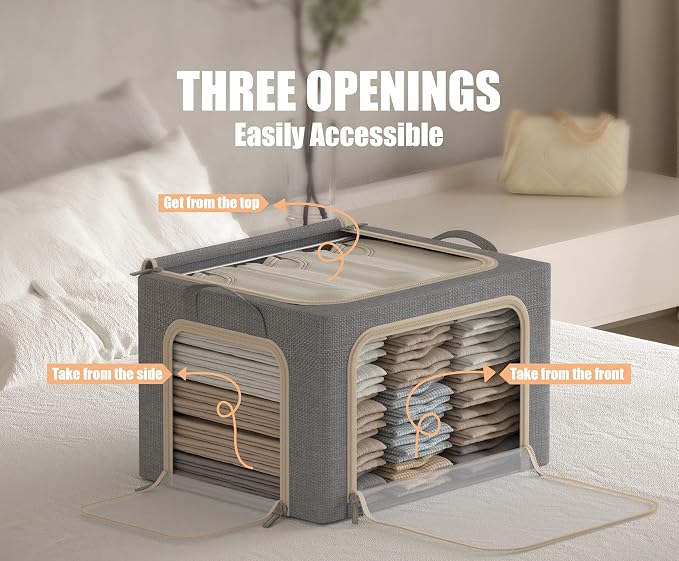 3 Opeings Large Clothes Storage Bins - Image 3