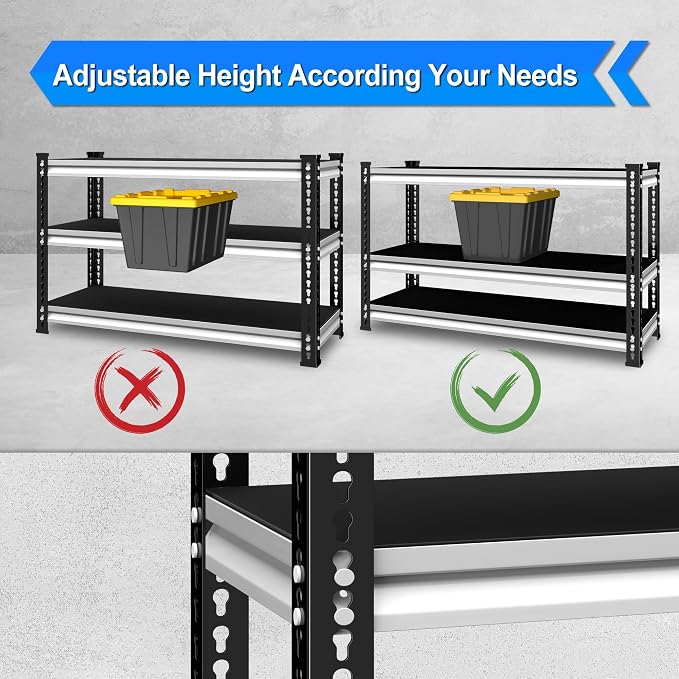 48" W Garage Shelving Heavy Duty, 1500LBS Loads Adjustable Garage Storage - Image 5