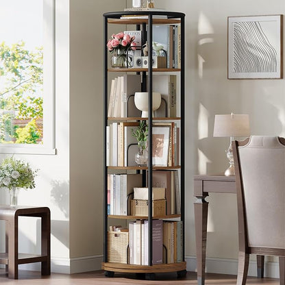 Hzuaneri Rotating Bookshelf, 360° Spinning Bookshelf Tower, Round Book Shelf | by Hzuaneri