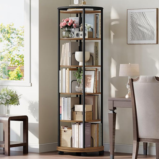 Hzuaneri Rotating Bookshelf, 360° Spinning Bookshelf Tower, Round Book Shelf | by Hzuaneri