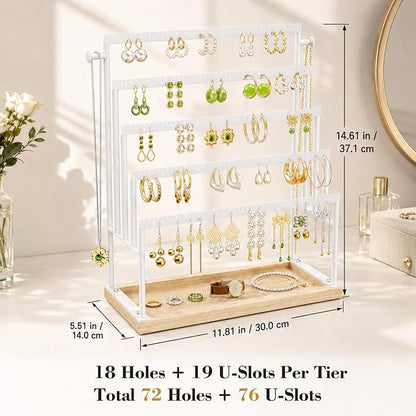 Large 5 Tier Earring Organizer and Holder, jewelry holder stand, clean white - Image 2