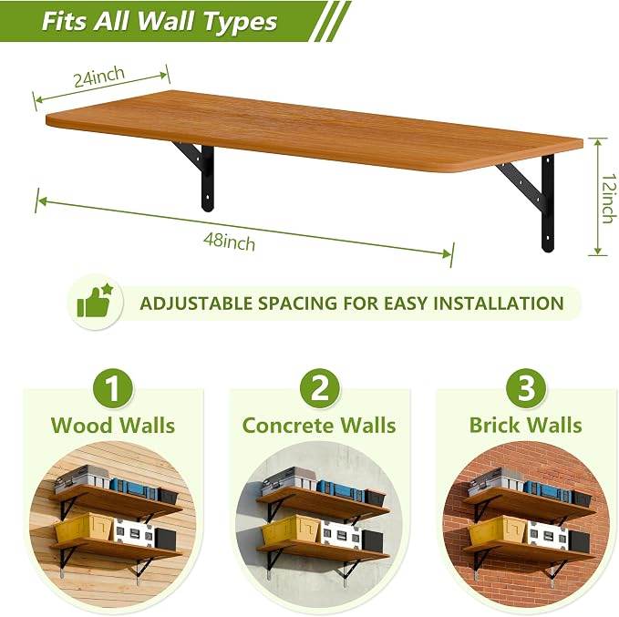 Dogsky 2-Pack Garage Storage Shelving Wall Mounted, 4x2Ft Heavy Duty Wood - Image 3
