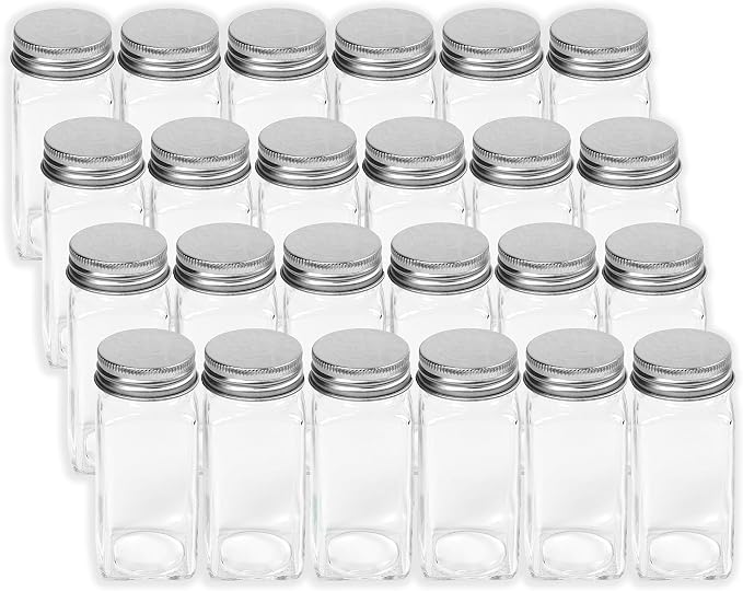 Simple Houseware Spice Jars 4-oz Square Glass Bottles, 24 Pack | 4 Ounce - Image 3
