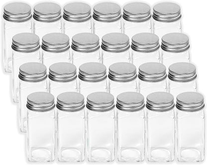Simple Houseware Spice Jars 4-oz Square Glass Bottles, 24 Pack | 4 Ounce - Image 3