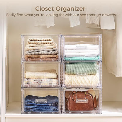 Vtopmart 4 Pack 18QT Clear Stackable Storage Drawers, Easily Assemble Closet - Image 6