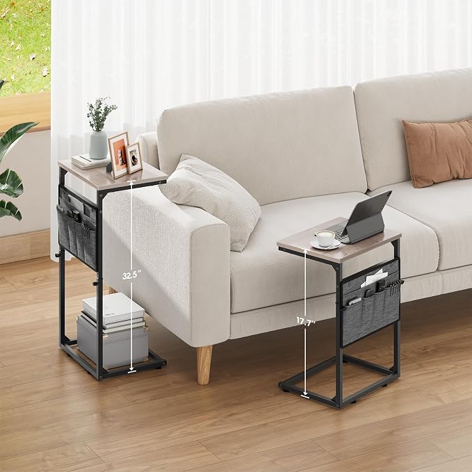 Vagusicc C Shaped End Table, Adjustable Height Small Couch Side Table - Image 6