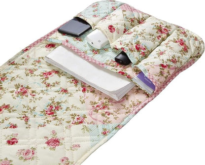 Brilliant Sunshine Pink and Green Rose Patchwork Sofa Armrest 5 Pockets - Image 3