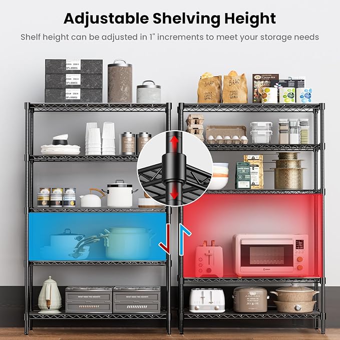 45" W Storage Shelves 5 Tier Wire Shelving - Image 5