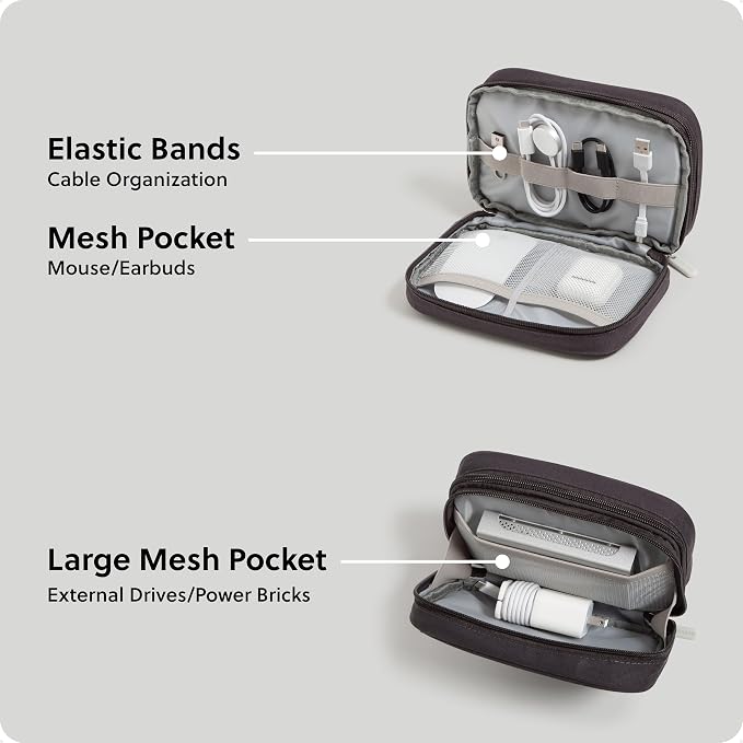 U Brands Canvas Tech Organizer Pouch 9 Compartments, 7.8 x 5 Inch Cable - Image 4