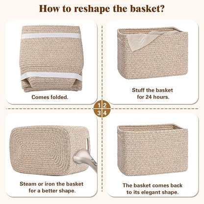 Storage Baskets for Organizing, 4 Pack Storage Baskets for Shelves, Woven - Image 8