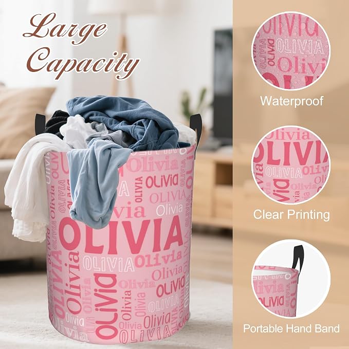 Custom Name Laundry Hamper, Personalized Laundry Basket - Image 4