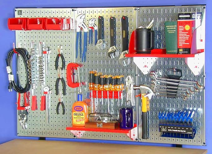 Wall Control Pegboard 32in x 16in Galvanized Metal Pegboard Tool Board Panel - Image 8