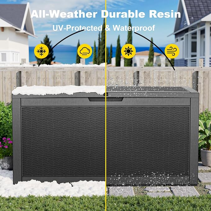 100 Gallon Deck Box, Resin Outdoor Storage Box - Image 8