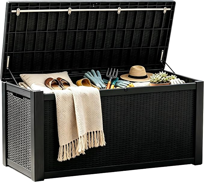 328 Gallon Waterproof Outdoor Storage Box, Heavy Duty Resin Deck Box Lockable by Unknown