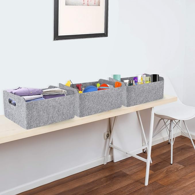 Welaxy Storage Baskets Collapsible Felt Storage bin Foldable Shelf Drawers - Image 6