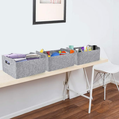 Welaxy Storage Baskets Collapsible Felt Storage bin Foldable Shelf Drawers - Image 6