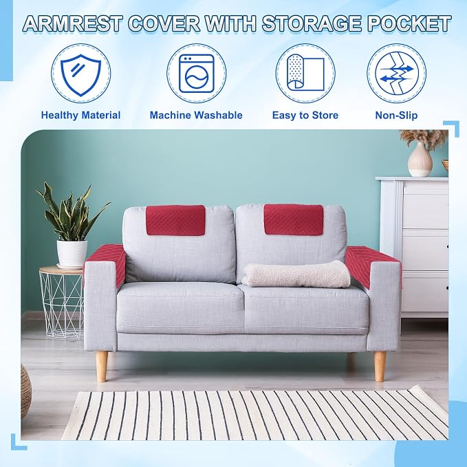 uxcell 2 PCS Armrest Covers, Couch Arm Cover Furniture Protect Slide Recliner - Image 4