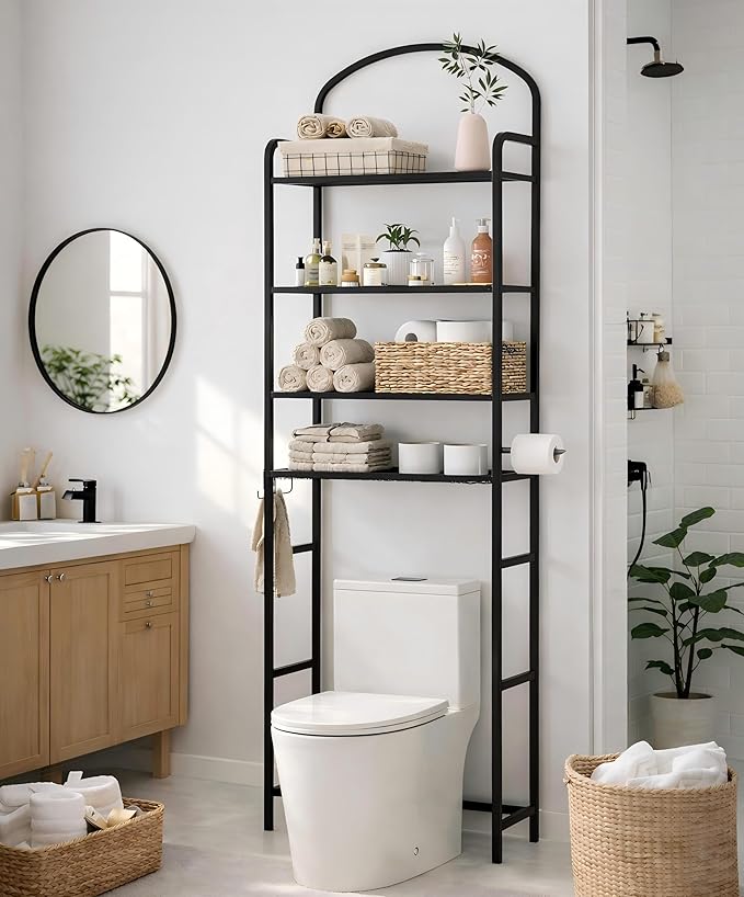 4-Tier Over The Toilet Storage, Bathroom Organizer | Space-Saving, Metal Shelf - Image 2