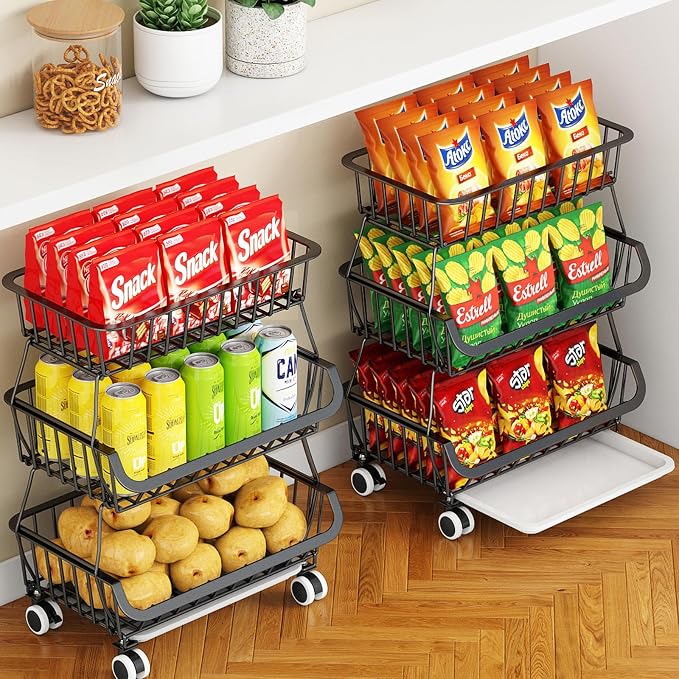 Miyawell 3-Tier Rolling Pantry Cart by MiyawellOfficial