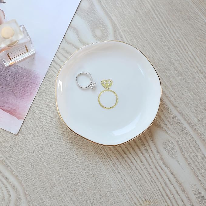 HOME SMILE Ring Dish Printed Ring，Engagement Engaged Wedding Bridal Gifts - Image 3