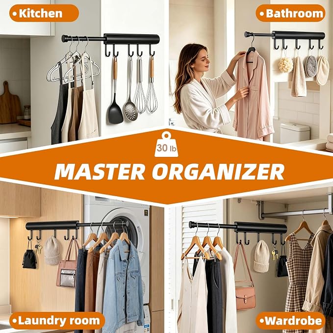 12 Inch Valet Rod for Closet Pull Out Heavy Duty Retractable Slide Out Closet - Image 7