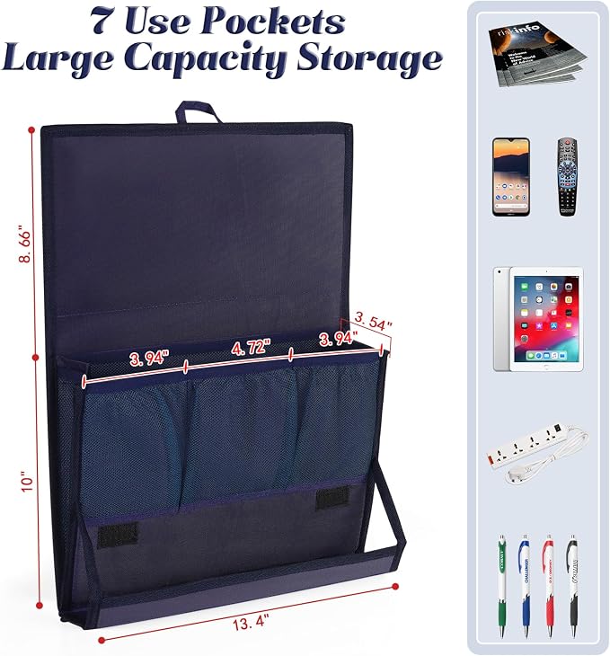 Bedside Storage Organizer with Power Strip Holder and Adjustable Straps Bed - Image 2