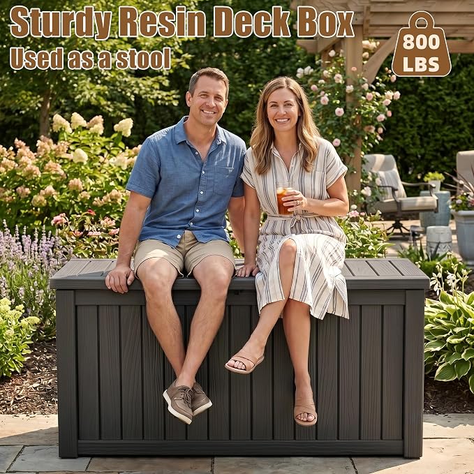 300 Gallon Outdoor Storage Box, Extra Large Resin Deck Box, Waterproof Lockable - Image 6