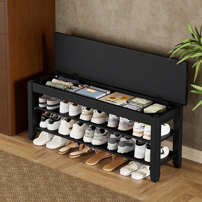 Homleke 2-Tier Solid Wood Shoe Rack Bench by Homleke