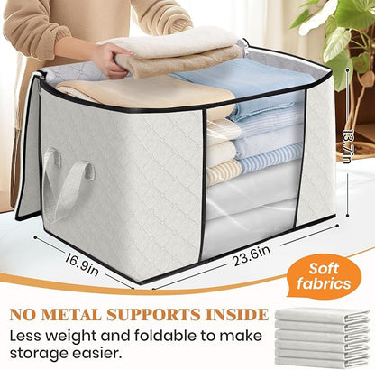 Fab totes 24 Gallons Clothes Storage, Foldable Thick Fabric Blanket Storage Bags - Image 2