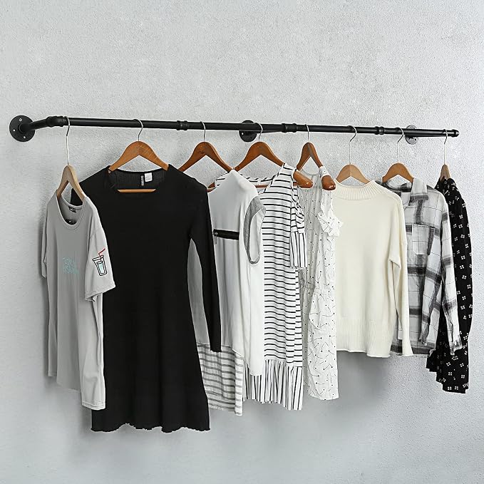 Oroonoko 72inch Industrial Pipe Clothes Rack Wall Mount - Image 4