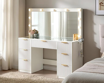 AMERLIFE 47.2" Fluted Vanity Desk by AMERLIFE