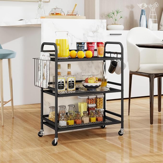 HDANI 3 Tier Metal Mesh Utility Cart, Large Capacity Multipurpose Heavy Vehicle - Image 3