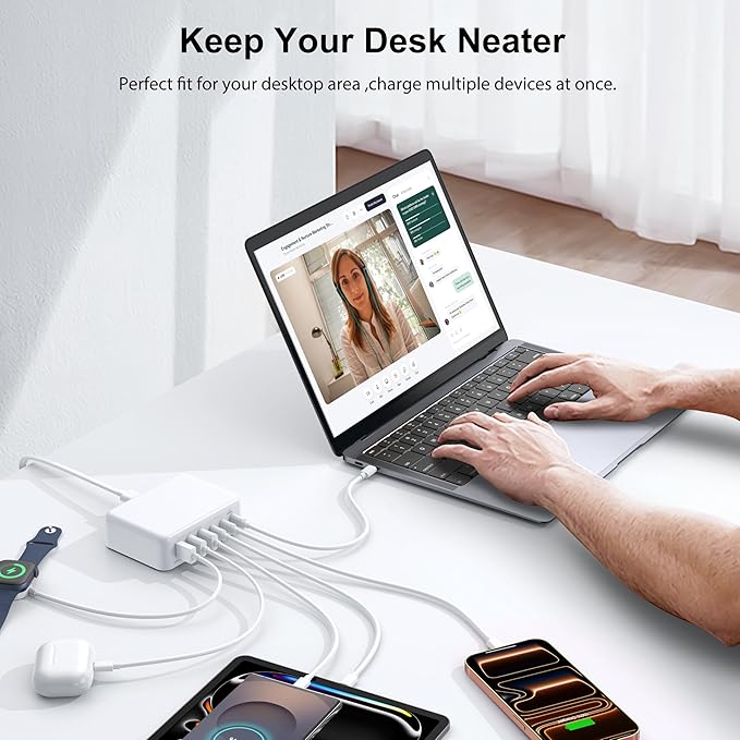 USB C Fast Charger, 150W GaN 6 Port Type C Charging Station Hub Block Cube - Image 4