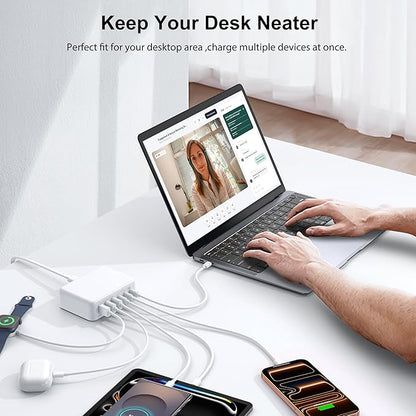 USB C Fast Charger, 150W GaN 6 Port Type C Charging Station Hub Block Cube - Image 4